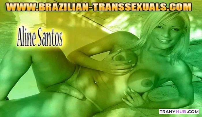Aline dos Santos - Beautiful Brazilian Shemale Solo Cumshot
