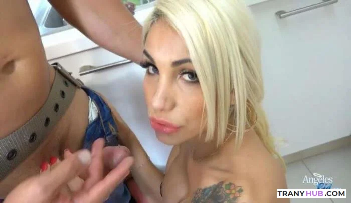 Angeles Cid - Big Dick Shemale Blowjob and Cumshot Action