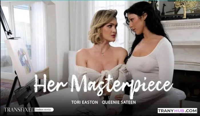 Tori Easton and Queenie Sateen - Transfixed Shemale on Female Blowjob