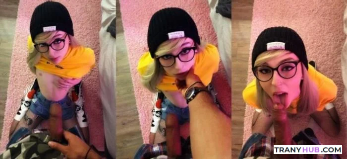 Cutiepii33quinn Amateur Tranny Blowjob and Cumshot Clip