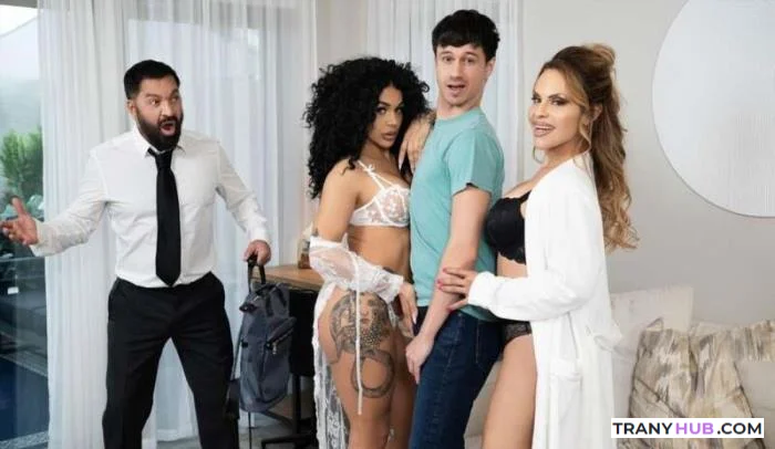 Foxxy and Eva Maxim - TransAngels Bareback Threesome Anal